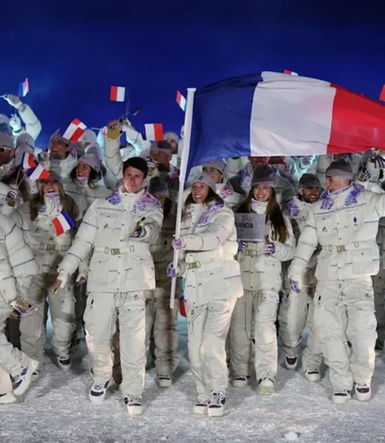 Unisex Milano Cortina 2026 Winter Olympics Opening Ceremony Team France Le Coq Sportif Saharan Hooded Puffer Jacket