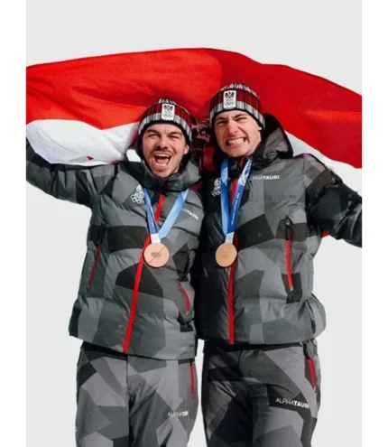 Unisex Milano Cortina 2026 Winter Olympics Ski Jumping Event Team Austria Grey Hooded Jacket