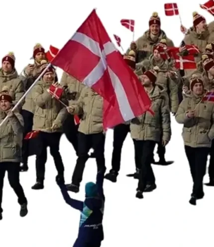 Unisex Milano Cortina Winter Olympics 2026 Team Denmark Opening Ceremony Puffer Hooded Jacket