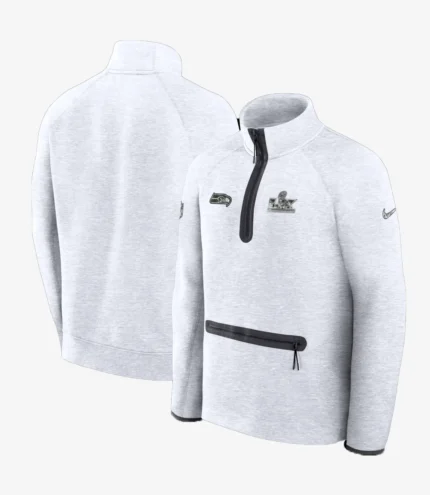 Unisex Nike Heather Gray Seattle Seahawks Super Bowl LX Opening Night Tech Fleece Half-Zip Jacket