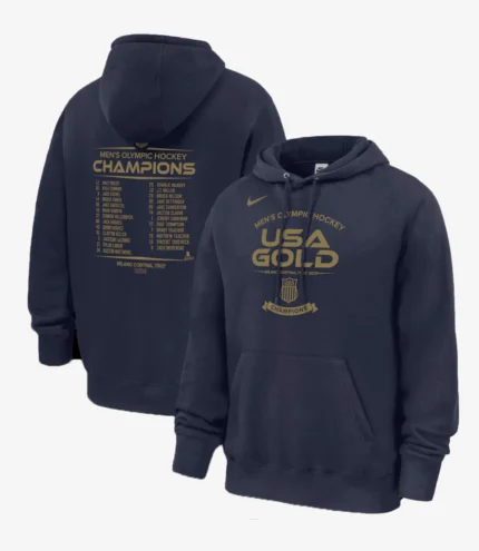 Unisex Nike Navy Men's USA Hockey 2026 Winter Olympics Gold Medal Roster Club Fleece Hoodie