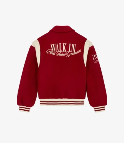 Paris Saint-Germain Walk in Paris 2026 Red Wool Varsity Jacket
