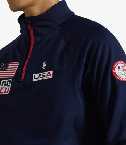Polo Ralph Lauren Team USA Milano Cortina 2026 Winter Olympics Quarter Zip Fleece Pullover Jacket