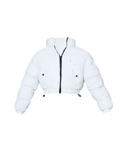 Pretty Little Thing Reflective Cropped White Puffer Jacket