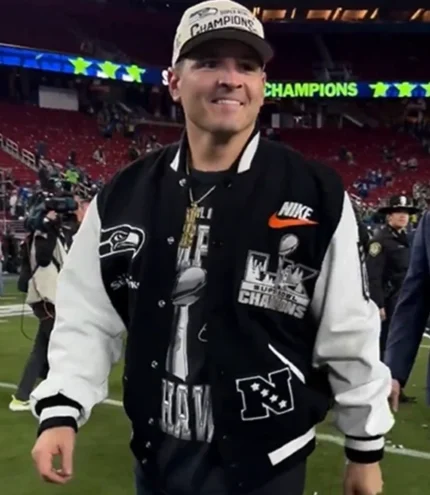 Unisex Seattle Seahawks Coach Mike Macdonald Super Bowl LX 2026 Champions Varsity Jacket