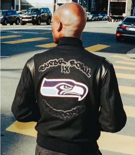 Seattle Seahawks Super Bowl LX Champions Parade Wool Black Varsity Jacket