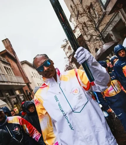 Snoop Dogg Milano Cortina 2026 Winter Olympics Torchbearer White Full-Zip Jacket