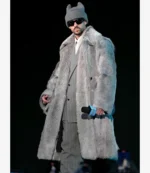 Unisex Super Bowl LX Halftime Show Bad Bunny Grey Fur Coat