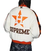 Supreme SS26 Astro Houston Wool Off-White Varsity Jacket
