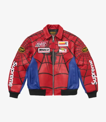 Unisex Supreme Spider Man Leather Jacket