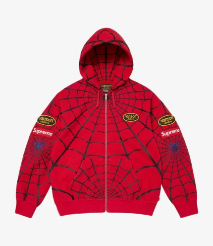 Unisex Supreme x Vanson Leathers Spiderman Zip Up Hoodie