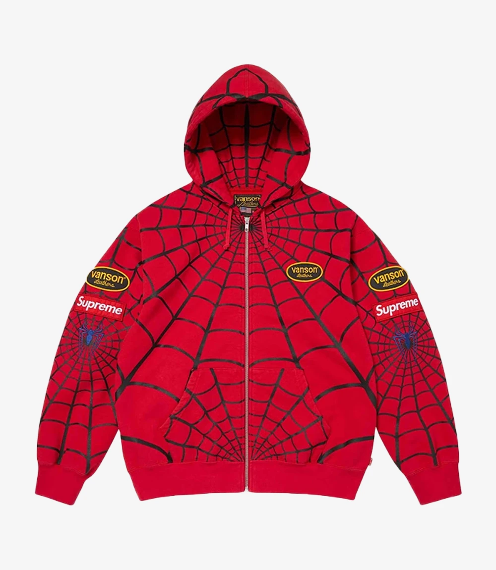 Supreme x Vanson Leathers Spiderman Zip Up Hoodie Unisex Supreme x Vanson Leathers Spiderman Zip Up Hoodie