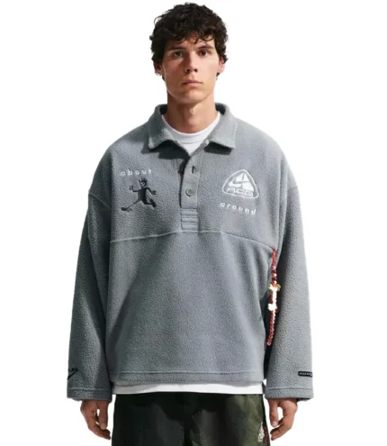 Unisex Travis Scott Cactus Plant Flea Market x Nike ACG Long Sleeve Grey Polo Shirt