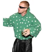 Justin Bieber 2026 Lakers Game Polka Dot Green Fleece Pullover Hoodie For Unisex