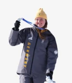 Milano Cortina Adidas Team Germany 2026 Winter Olympics Opening Ceremony Hooded Grey Jacket For Unisex