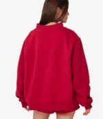 Parke & Brunch Valentine’s Red Mockneck Fleece Sweatshirt For Womens