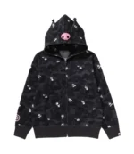 Unisex A Bathing Ape Kuromi 2026 Camo Full Zip Fleece Hoodie