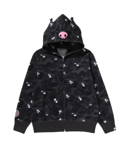 Unisex A Bathing Ape Kuromi 2026 Camo Full Zip Fleece Hoodie