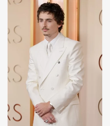Unisex Academy Awards Oscars 2026 White Double Breasted Timothee Chalamet Blazer