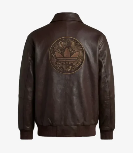 Adidas Chinese New Year Brown Leather Bomber Jacket