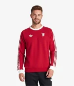 Unisex Adidas x Manchester United Originals 3-Stripes Red Crew Sweatshirt