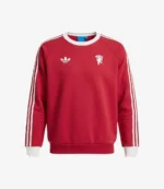Adidas x Manchester United Originals 3-Stripes Red Crew Sweatshirt