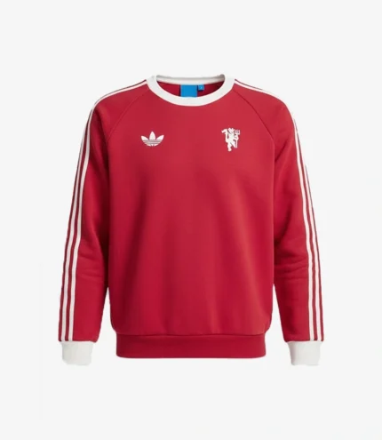 Adidas x Manchester United Originals 3-Stripes Red Crew Sweatshirt
