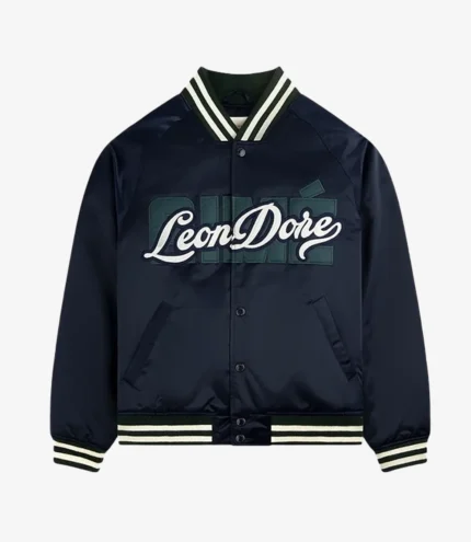 Aime Leon Dore Overlay Navy Blue Varsity Jacket For Unisex