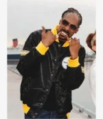 Unisex Back in The Game Snoop Dogg Steelers Black Satin Bomber Jacket