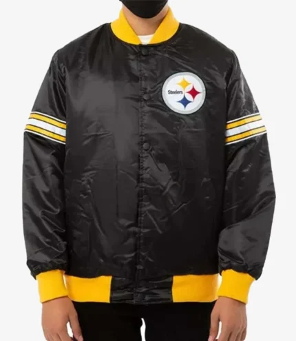 Back in The Game Snoop Dogg Steelers Black Satin Bomber Jacket
