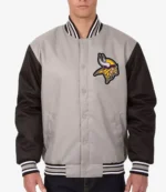 Black-Gray Minnesota Vikings Front Hit Poly Twill Jacket For Unisex
