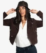 Women's Bod And Christensen Brown Suede Leather Jacket