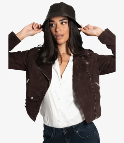 Women's Bod And Christensen Brown Suede Leather Jacket