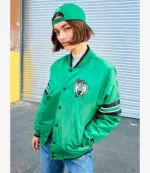 Unisex Boston Celtics Starter Green Satin Bomber Jacket