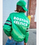 Boston Celtics Starter Green Satin Bomber Jacket
