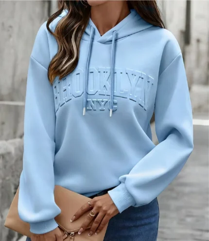 Broolyn Embossed Oversized Print Hoodie