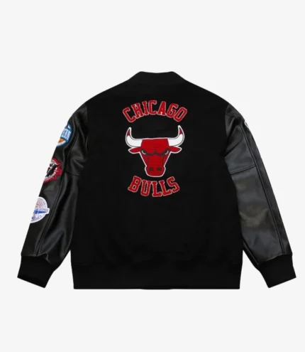Chicago Bulls Black Out Vintage Logo Varsity Jacket