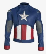 Chris Evans Captain America The Avengers Blue Leather Jacket For Unisex