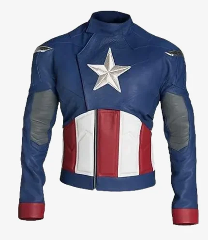 Chris Evans Captain America The Avengers Blue Leather Jacket For Unisex
