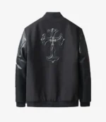 Chrome Cross Letterman Bomber Black Jacket