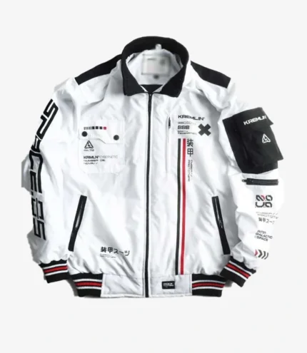Cyberpunk Techwear White Bomber Jacket For Unisex