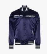 Dallas Cowboys Turn It Up M Classic Rib Navy Full-Snap Satin Jacket For Unisex