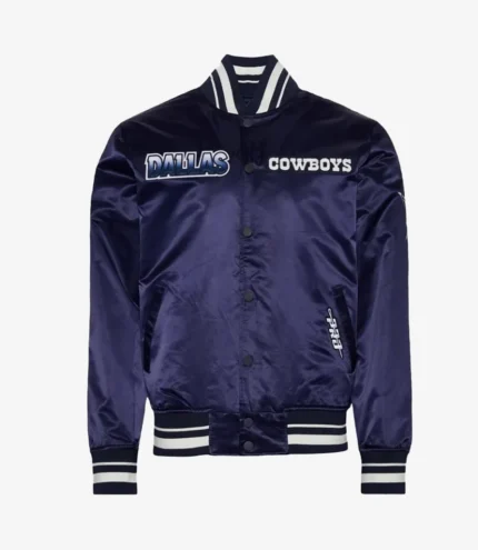 Dallas Cowboys Turn It Up M Classic Rib Navy Full-Snap Satin Jacket For Unisex