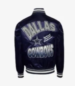 Dallas Cowboys Turn It Up M Classic Rib Navy Full-Snap Satin Jacket