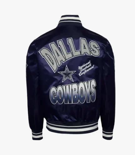 Dallas Cowboys Turn It Up M Classic Rib Navy Full-Snap Satin Jacket