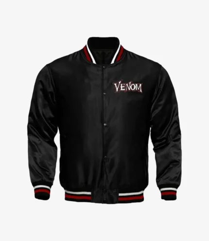Eddie Brock Venom Black Varsity Letterman Jacket For Unisex