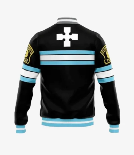 Fire Force Shinra Kusakabe Black Printed Leather Jacket