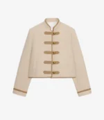Unisex Frog Fastner Shoulder Pad Zara Napoleon Beige Jacket