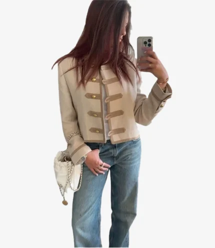 Frog Fastner Shoulder Pad Zara Napoleon Beige Jacket