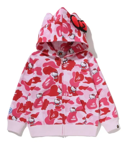 Hello Kitty Bape Zipper Hoodie For Unisex